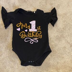 Black and Gold 'My 1st Birthday' Kids One Piece